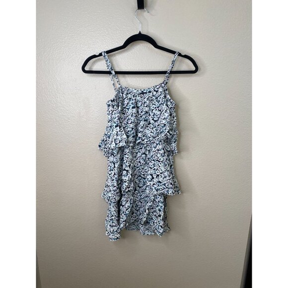 Volcom Womens Floral Tiered Sun Dress XS Lightweight Ruffle Strappy Blue/White - Picture 6 of 8